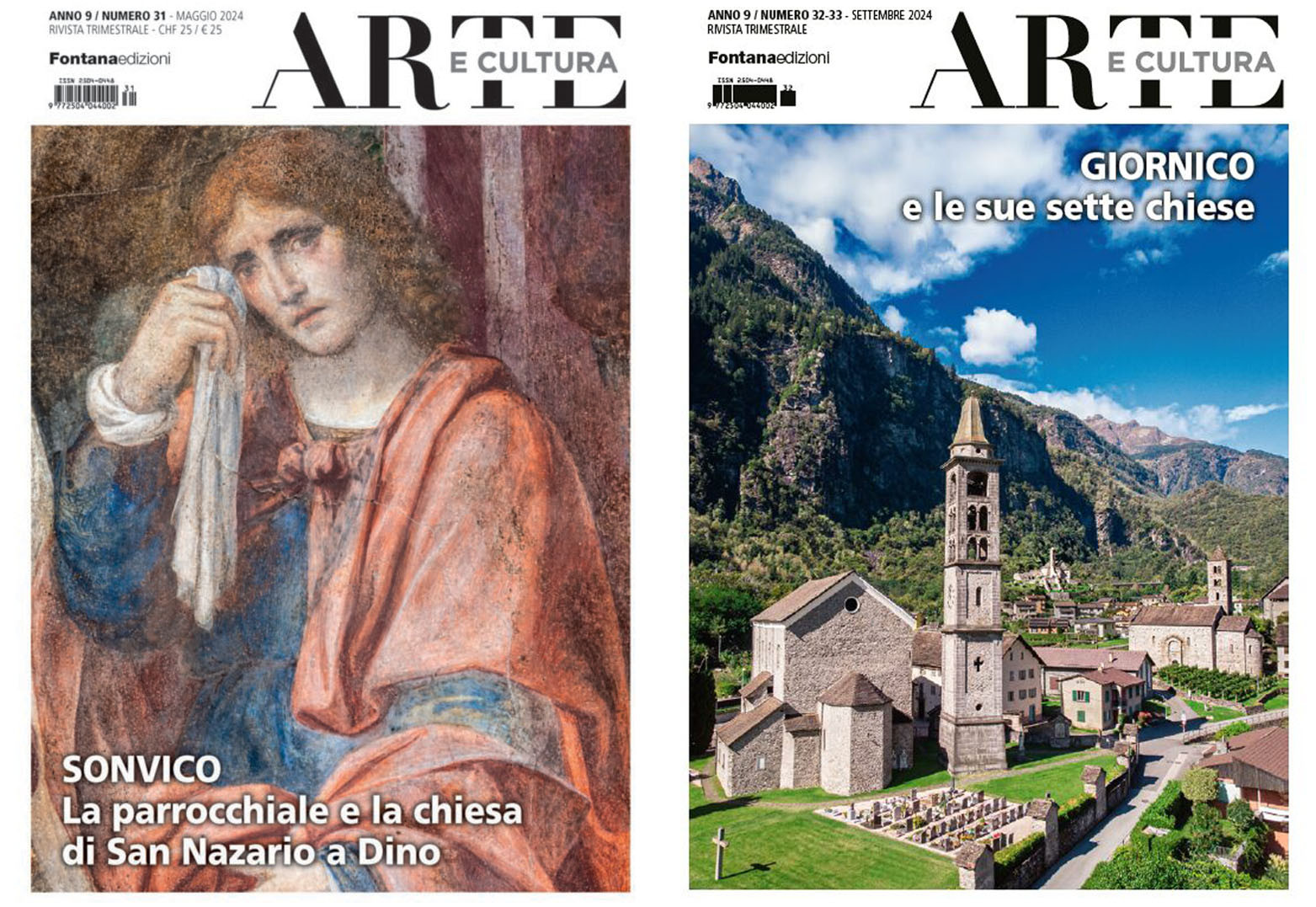 Due copertine della rivista "Arte e cultura" edita da Fontana