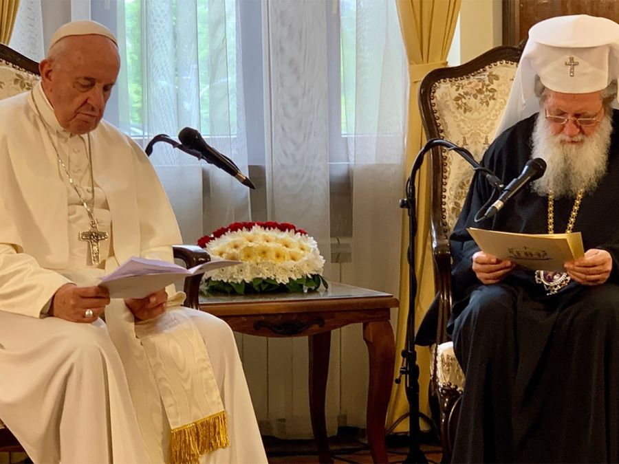 L'incontro del patriarca Neofit con il Papa nel 2019
