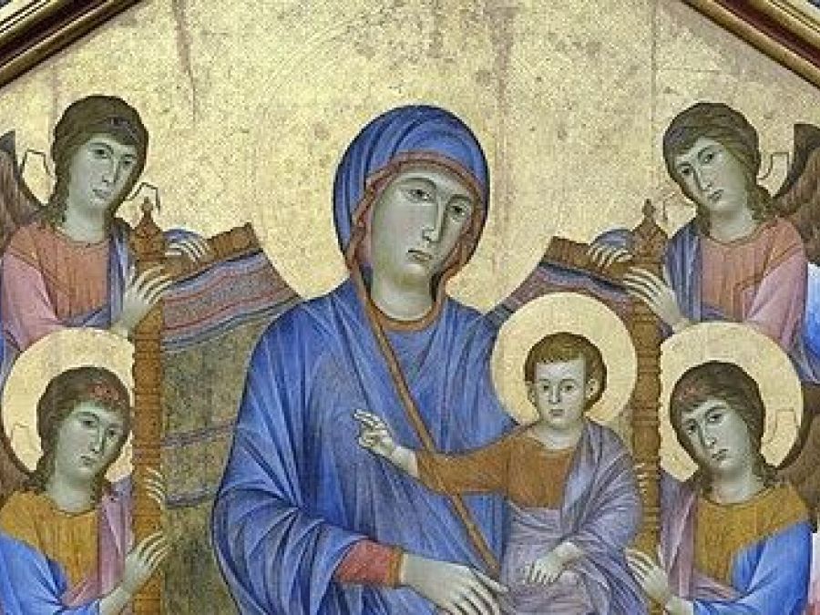 Un estratto dell'opera di Cimabue esposta al Louvres di Parigi